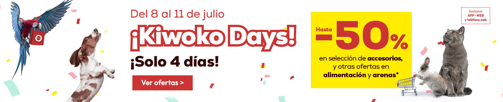 ¡Kiwoko Days!: Hasta -50% en selección de ccesorios y otras ofertas en alimentación y arenas