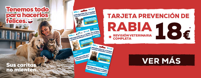 Tarjeta prevención de rabia más revisión veterinaria completa 18€