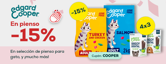 Edgard & Cooper: -15% en pienso para gato 2 kg y 4x3 en snacks dentales para perro