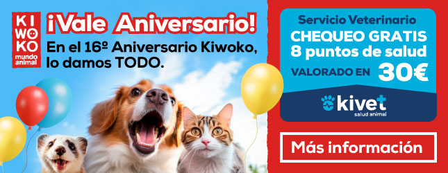 Vale de aniversario por un CHEQUEO 8 PUNTOS DE SALUD GRATIS en centros veterinarios Kivet