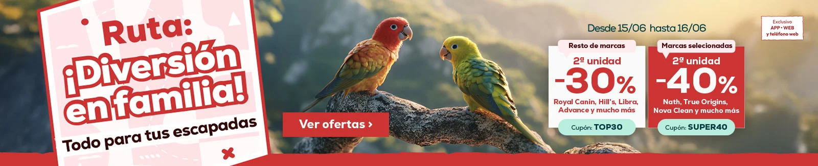 40% descuento en la segunda unidad en selección de las marcas más animal lovers o 30% descuento en la segunda unidad de las marcas restantes