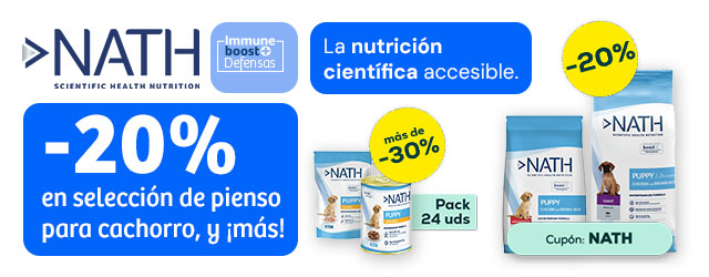 Nath: -20% en selección de pienso para cachorro, y más de -30% en selección de packs de húmedo para cachorro
