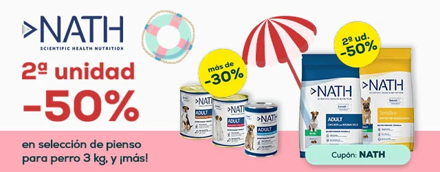 Nath: -50% en la 2ª unidad en selección de pienso para perro 3 kg, y más de -30% en selección de packs de húmedo para perro 24 uds