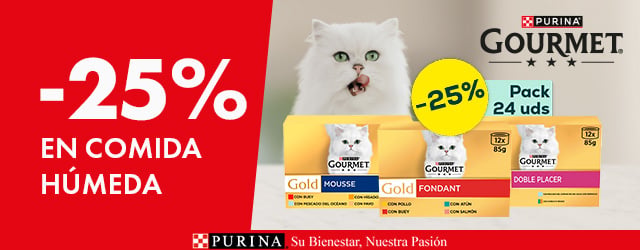 Gourmet: -25% en selección de comida húmeda para gato. Gourmet: -25% en selección de comida húmeda para gato.