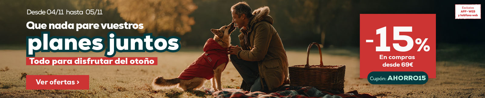 15% descuento en compras superiores a 69€