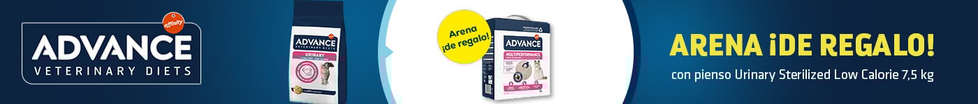 Advance Veterinary Diets: Arena de regalo con pienso Urinary Sterilized Low Calorie para gato 7'5kg