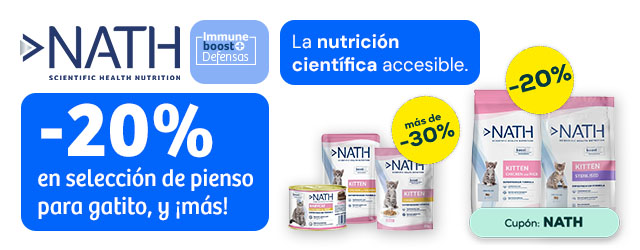 Nath: -20% en selección de pienso para gatito, y más de -30% en selección de packs de húmedo y snacks para gatito