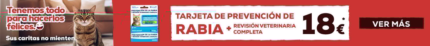 Tarjeta prevención de rabia más revisión veterinaria completa 18€ para gato