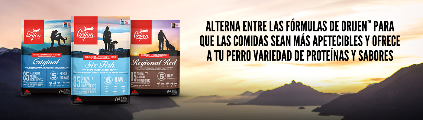 Alterna entre las fórmulas de Orijen para hacerle las comidas más apetecibles y variadas en proteinas y sabores.