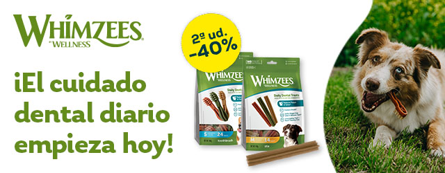 Whimzees: -40% en la 2ª unidad en selección de snacks