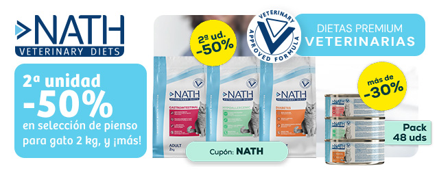 Nath Veterinary Diets: -50% en la 2ª unidad en selección de pienso para gato 2 kg, y más de -30% en selección de packs de húmedo para gato 48 x 200g