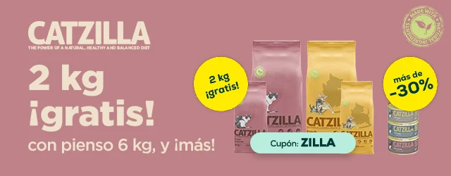 Catzilla: 2 kilos gratis con pienso 6 kg, y más de -30% en selección de packs de húmedo 48 uds