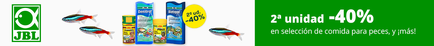 -40% en la 2ª unidad en selección de comida para peces y acondicionadores para acuario