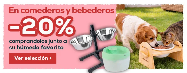 -20% en comederos y bebederos comprandolos junto a su húmedo favorito