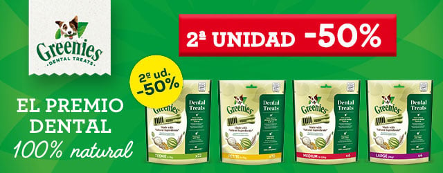 Greenies: -50% en la 2ª unidad en selección de snacks dentales para perro