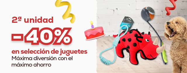 40% descuento en la 2ª unidad en los juguetes más chulos para tu patudo