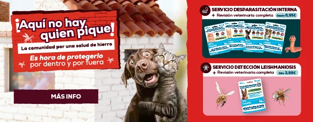 Servicio desparasitación interna más revisión veterinaria completa o Servicio detección Leishmaniosis más revisión veterinaria completa