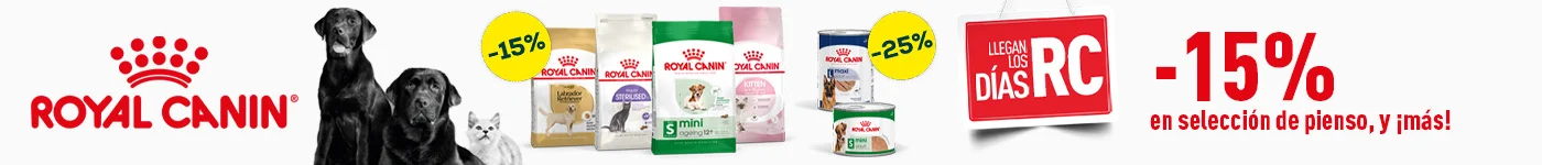 Royal Canin: -15% en selección de pienso para perro, y -25% en selección de packs de húmedo para perro