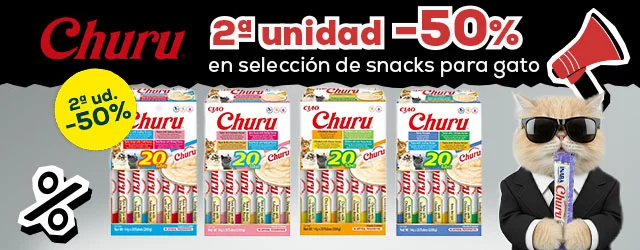 Churu: -50% en la 2ª unidad en snacks