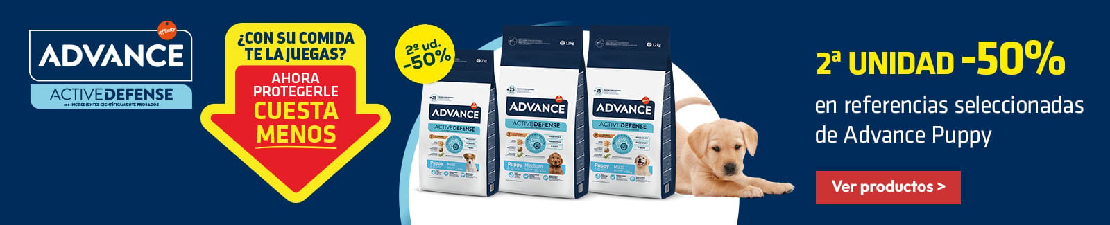 Advance: -50% en la 2&ordf; unidad en selecci&oacute;n de pienso para cachorro