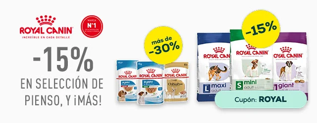 Royal Canin: -15% en selección de pienso para perro, más de -30% en selección de packs de húmedo