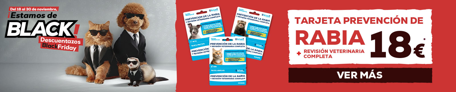 Tarjeta prevención de rabia más revisión veterinaria completa 18€