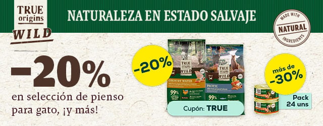 True Origins Wild: -20% en selección de pienso para gato, mas de -30% en selección de packs de comida húmeda True Origins Wild: -20% en selección de pienso para gato, mas de -30% en selección de packs de comida húmeda