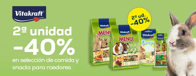 Vitakraft: -40% en la 2ª unidad en selección de comida y snacks para roedores