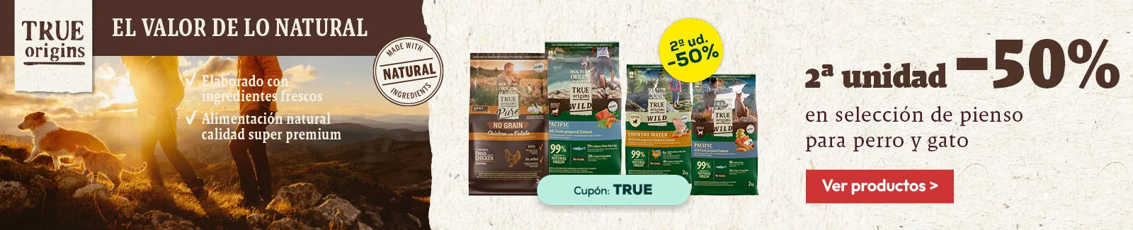 True Origins: -50% en la 2&ordf; unidad en selecci&oacute;n de pienso
