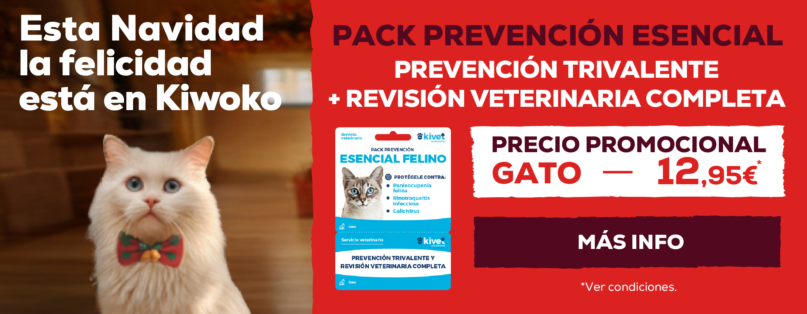 Tarjeta Pack prevención esencial gato: Prevención trivalente +revisión veterinaria completa por 12,95
