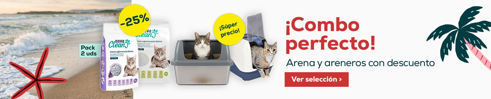 Combo perfecto: -25% en packs de arenas y s&uacute;per precio en selecci&oacute;n de arenero para gato