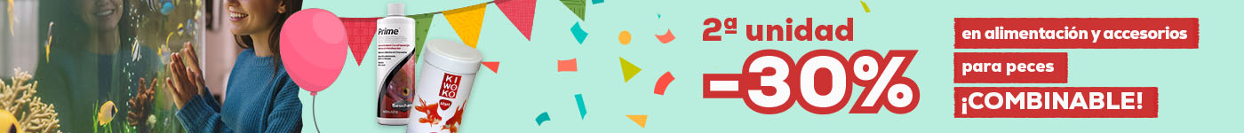 -30% en la 2ª unidad en alimentación y accesorios combinable para peces