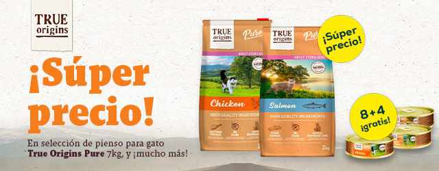 True Origins Pure - Súper precios en selección de pienso para gato 7 kg; 8 + 4 gratis en selección de comida húmeda