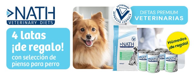 Nath Veterinary Diet: 4 latas de húmedo de regalo con selección de pienso para perro 12 kg