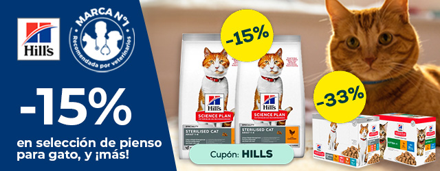 Hill's: -15% en selección de pienso para gato, y -33% en selección de packs de húmedo para gato