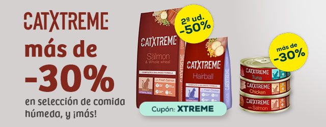 Catxtreme: -33% en selección de packs de húmedo, y -50% en la 2ª unidad en pienso 2,5 kg
