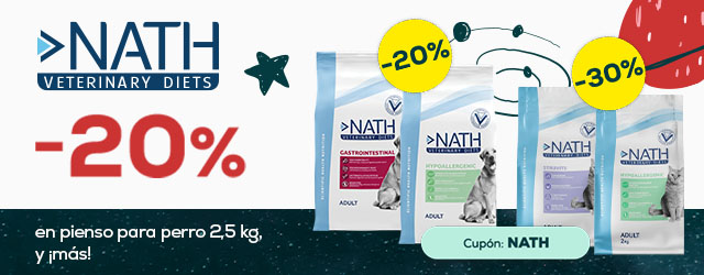 Nath Veterinary Diets: -20% en pienso para perro 2,5 kg, y -30% en pienso para gato 2kg