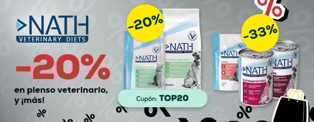 Nath Veterinary Diets: -20% en selección de pienso, y -33% en selección de packs de húmedo