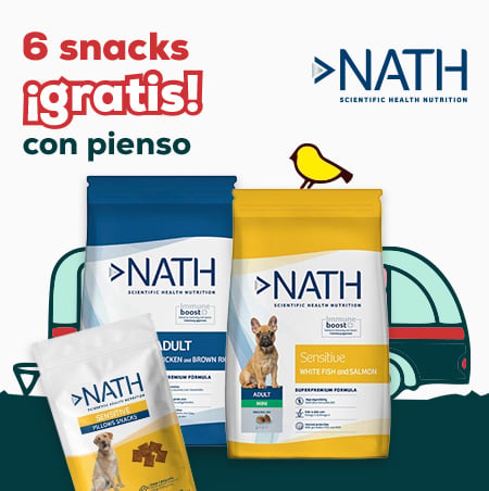 Nath: 6 sobres de snacks dentales de regalo con pienso adulto mini pollo para perro 7 kg