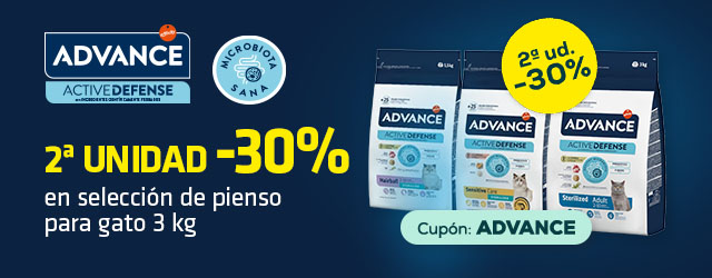 Advance: -30% en la 2ª unidad en selección de pienso para gato