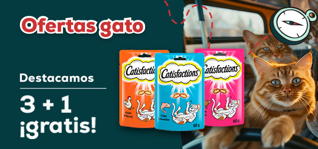 Catisfactions: 3 + 1 gratis en selección de packs snacks para gato