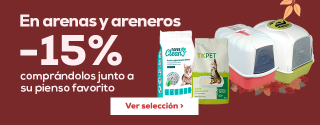 -15% en selección de arenas y areneros comprando junto con su pienso favorito