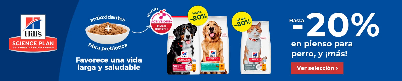 Hill's: Hasta -20% en selecci&oacute;n de pienso para perro y -30% en la 2&ordf; unidad  pienso para gato