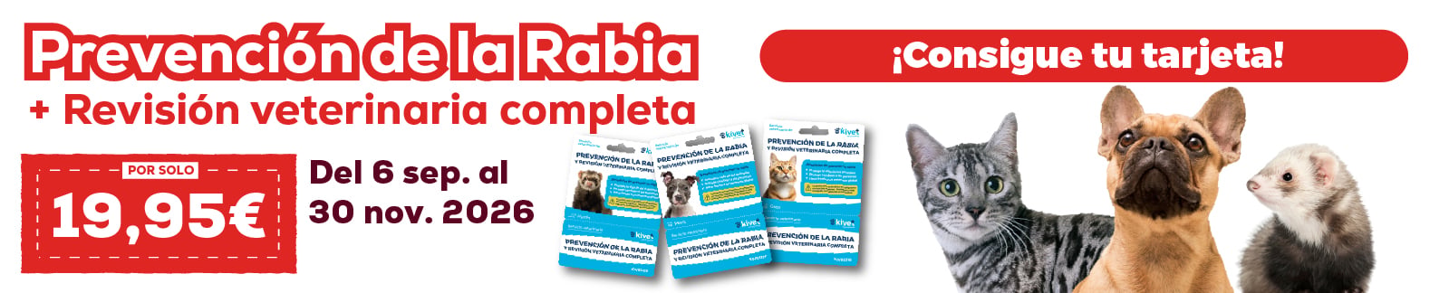 Prevenci&oacute;n de la rabia + revisi&oacute;n veterinaria completa