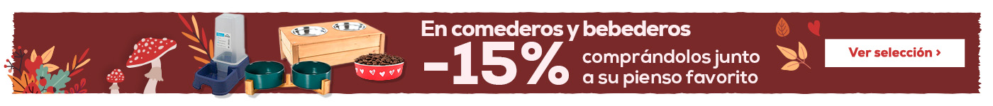 -15% en selección de comederos, bebederos y tolvas comprando junto con su pienso favorito
