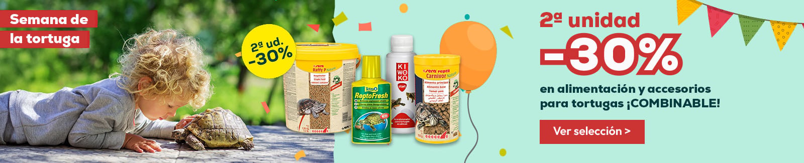 Semana de la Tortuga: -30% en la 2&ordf; unidad en alimentaci&oacute;n y accesorios combinable para tortugas