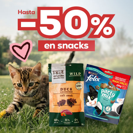 Hasta -50% en selección de snacks para gato