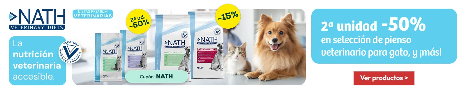 Nath Veterinary Diets: -50% en la 2&ordf; unidad de pienso para gato