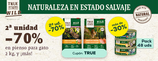 True Origins Wild: -70% en la 2ª unidad en pienso para gato 2 kg, y -33% en selección de packs de húmedo para gato 48 uds