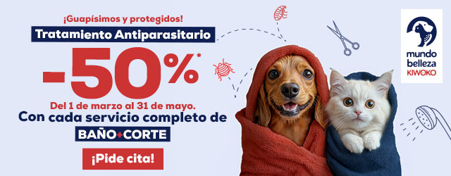 -50% con cada servicio completo de baño más corte